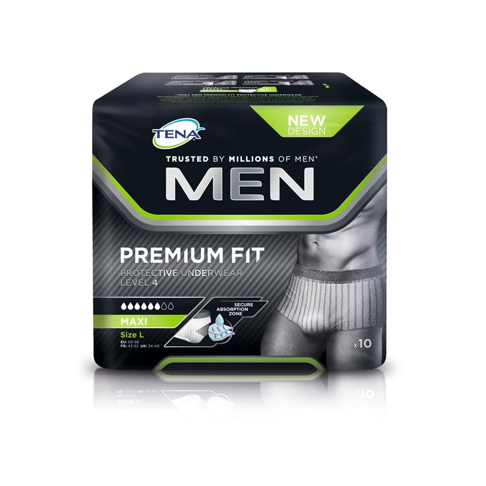 TENA Men Premium Fit – Niveau 4 - 6 gouttes - Taille L - Slips absorbants