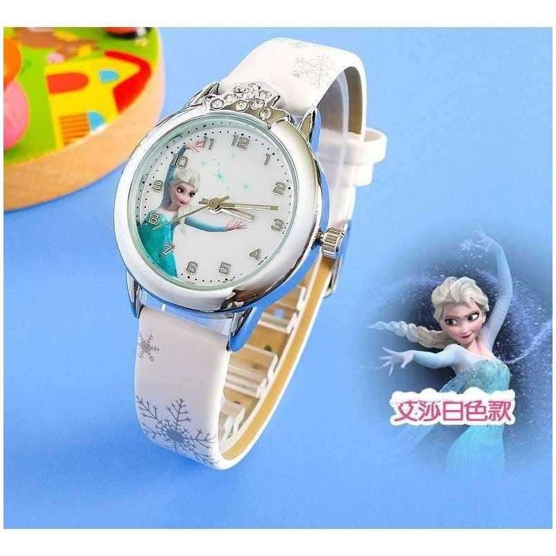 Montre pour enfant Reine des neiges - Bracelet blanc motifs neige