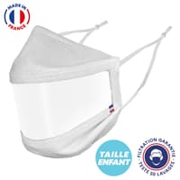 UNS1 50 lavages - Masque enfant transparent blanc réglable made in France