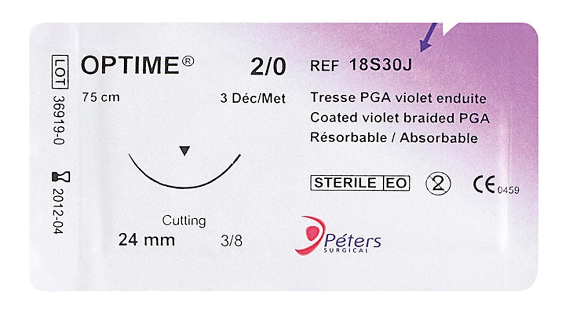 Suture OPTIME DEC 1 USP 5/0 18mm F75cm