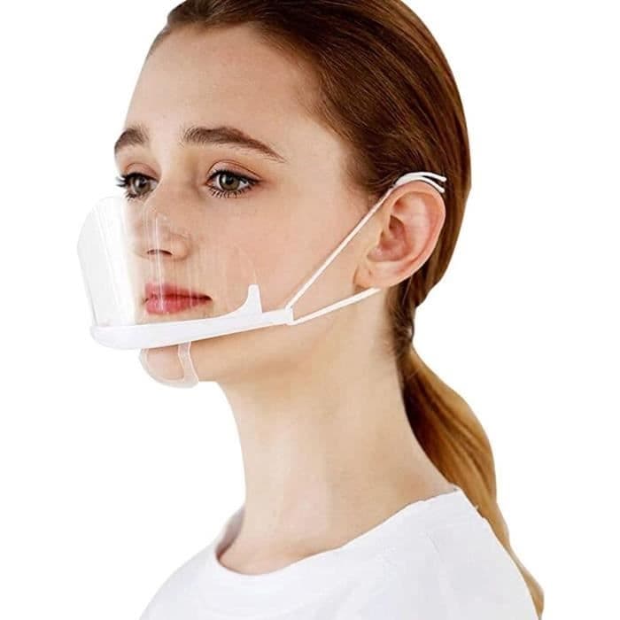 Demi-masque De Protection Visière Transparente - Lavable, Réglable, Anti-buée