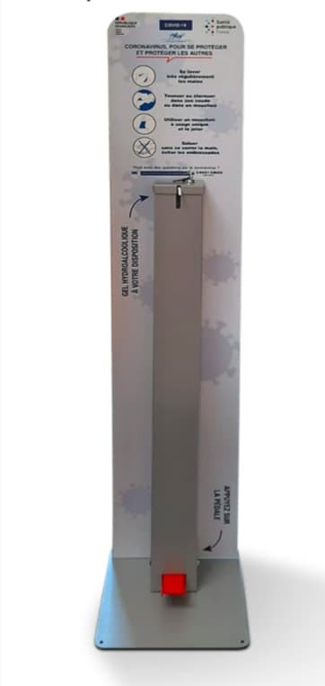 Borne de distribution de gel hydroalcoolique à pédale - 1 litre