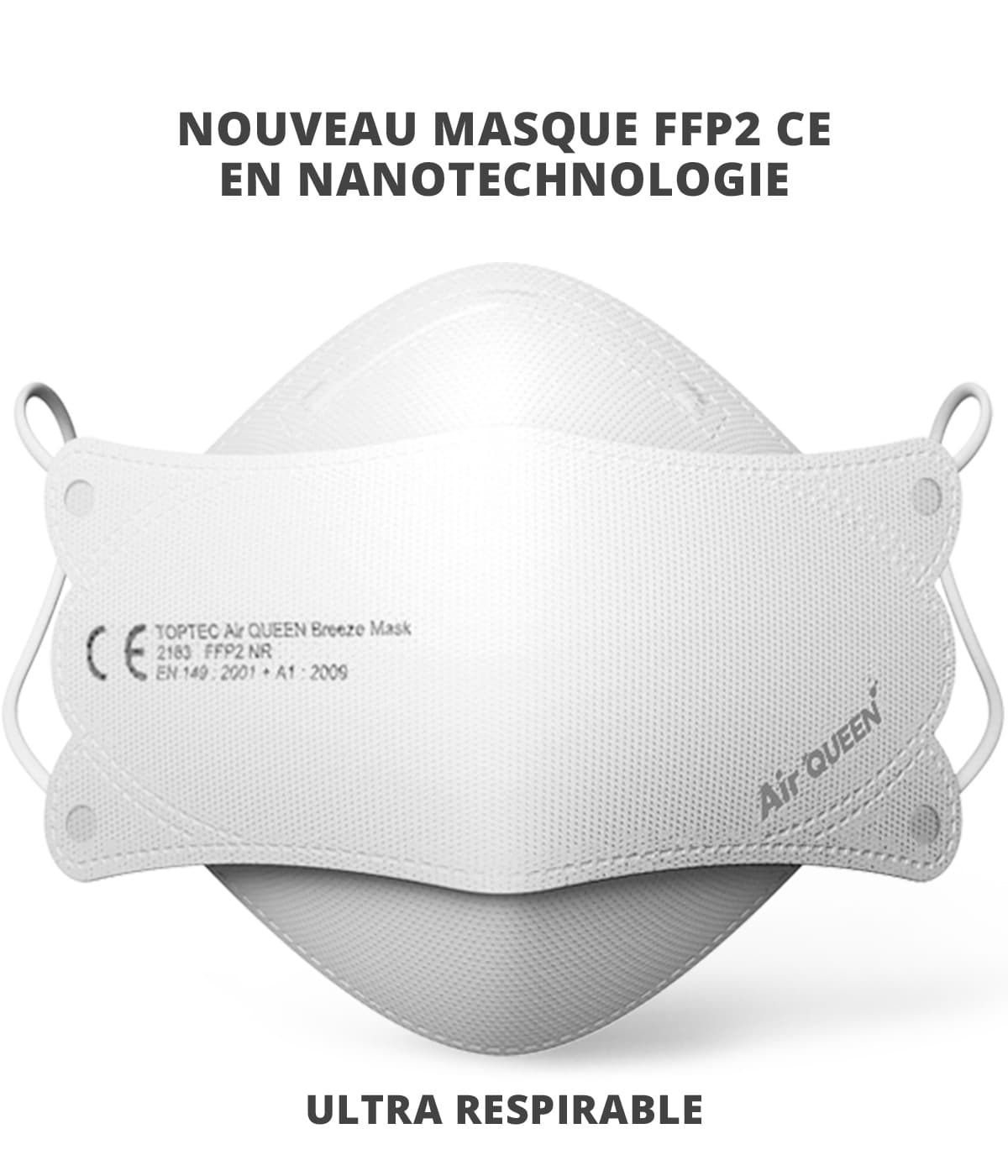 50 Masques CE FFP2 Air Queen Breeze Nanotechnologie Nouvelle Génération