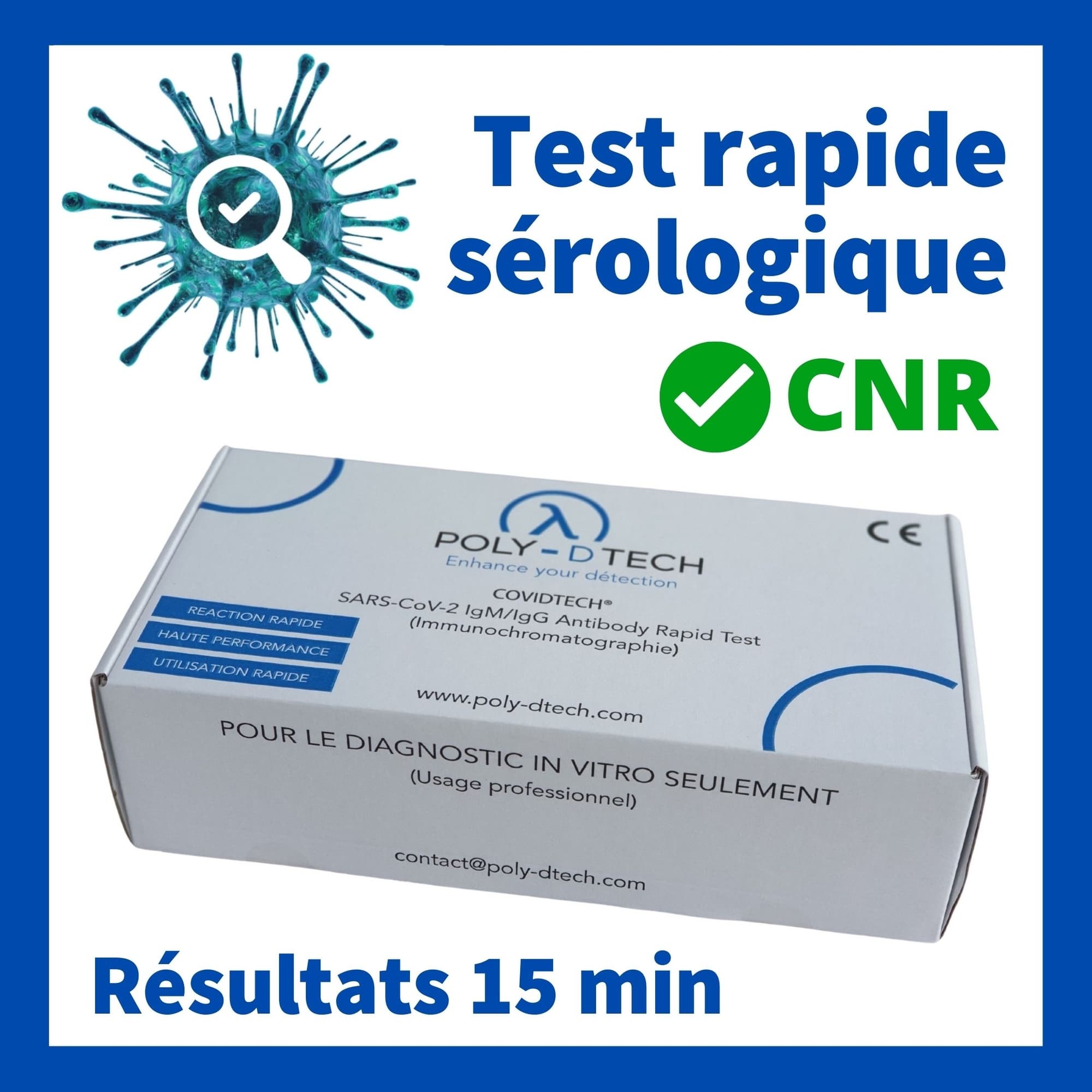 Tests sérologiques rapides IgM/IgG. Boîte de 25 tests