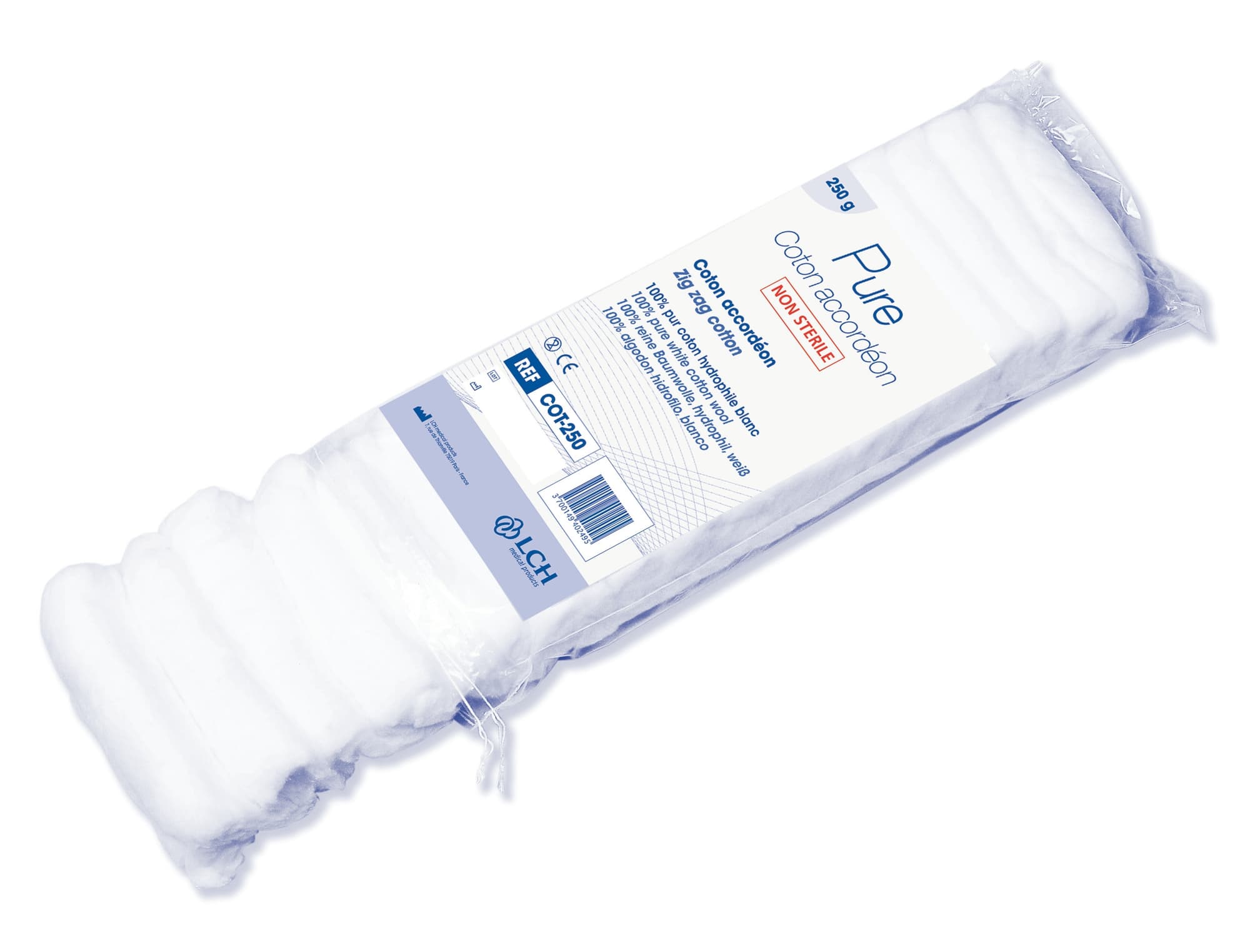 Coton accordéon OPTIMA hydrophile 250g / Cart x 20 sachets