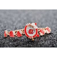 Montre pour fille motif Hello Kitty - Bracelet couleur cuivre et rouge
