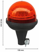 Gyrophare série Atena à Led 12-24v base flexible avec fixation pour tige