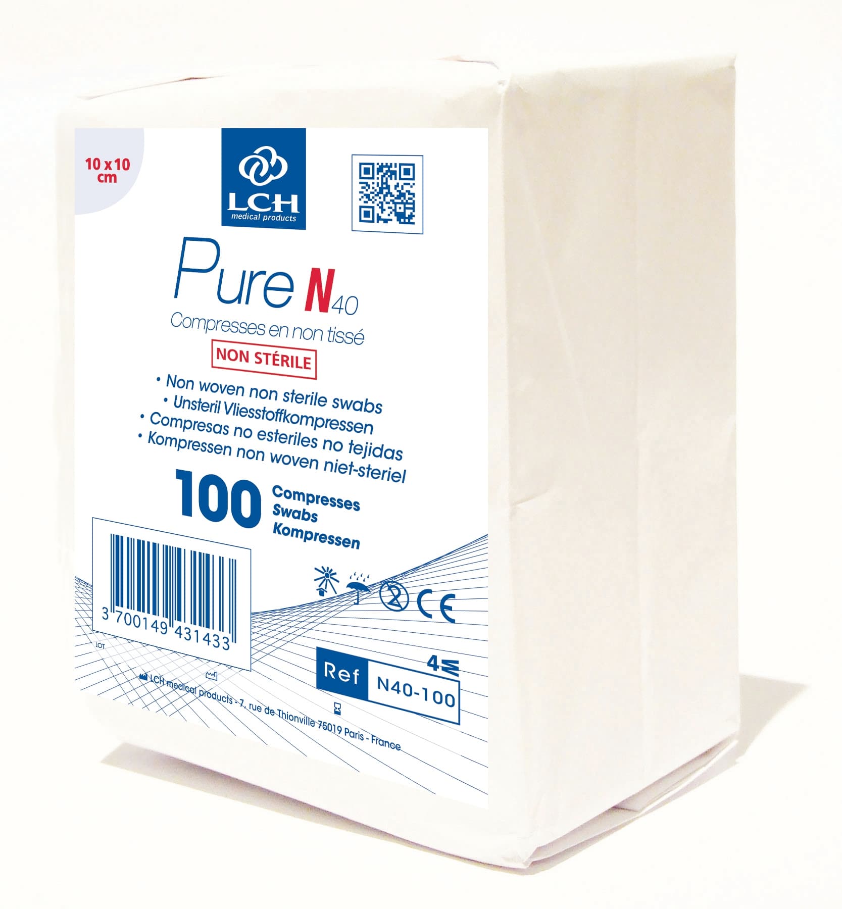 Compresses non tissée non stérile 40g10x10cmCart50x100pcs Odero Compresses non tissée non stérile 40g10x10cmCart50x100pcs Odero