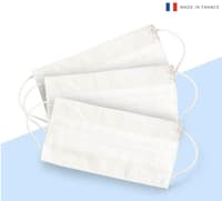 Sachet de 10 Masques lavables en tissu blanc Made in France