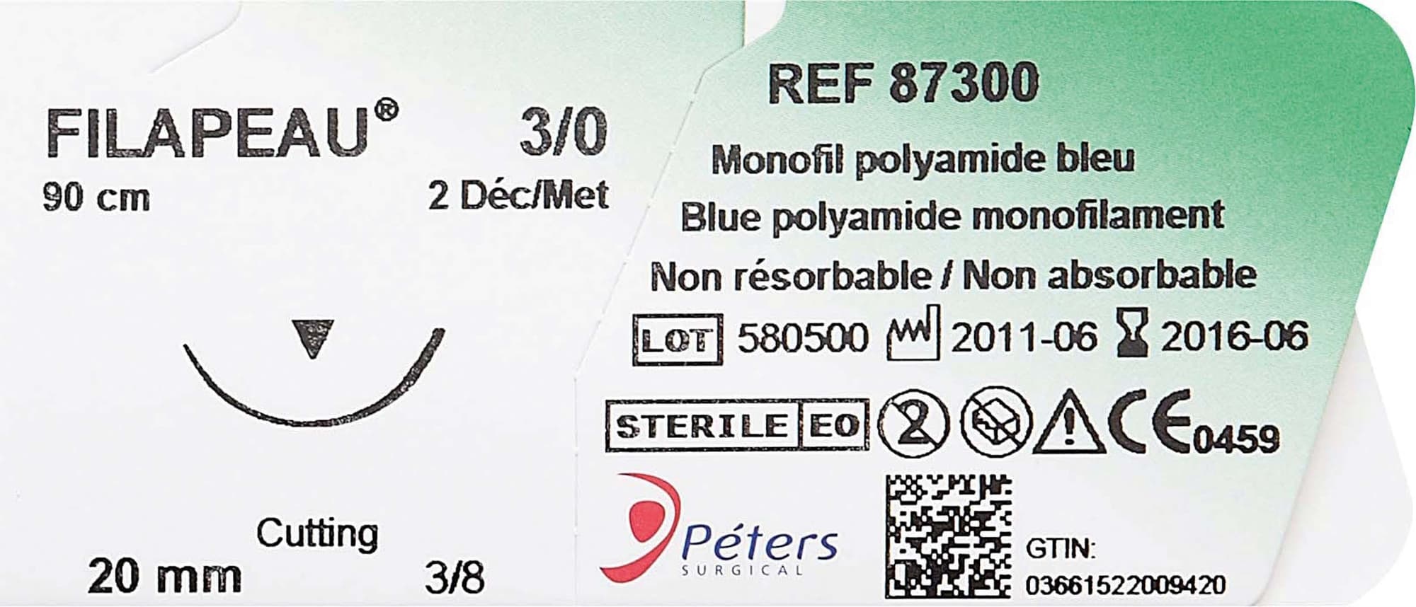 Suture FILAPEAU DEC 0,7 USP 6/0 12mm