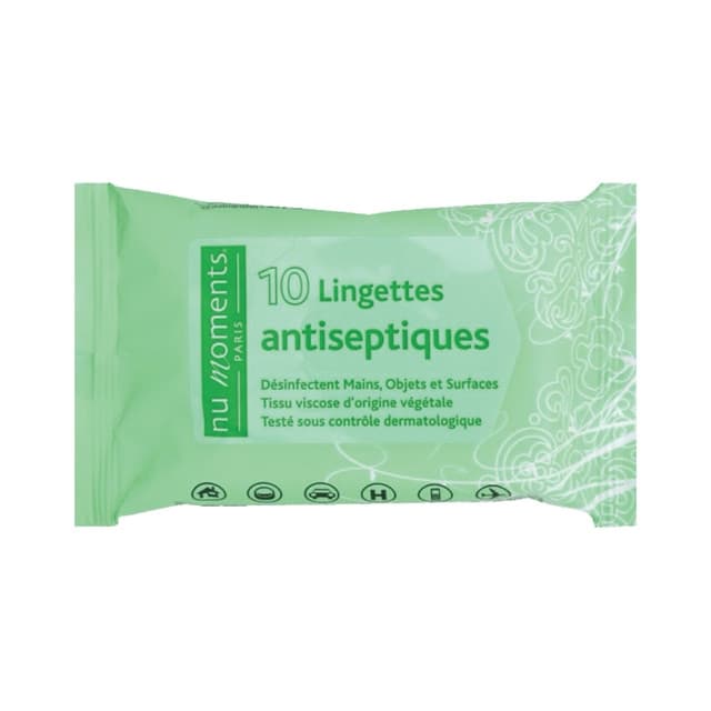 20 paquets  de Lingettes pocket antiseptiques x10 - Virucide en14476- Fabriqué en france