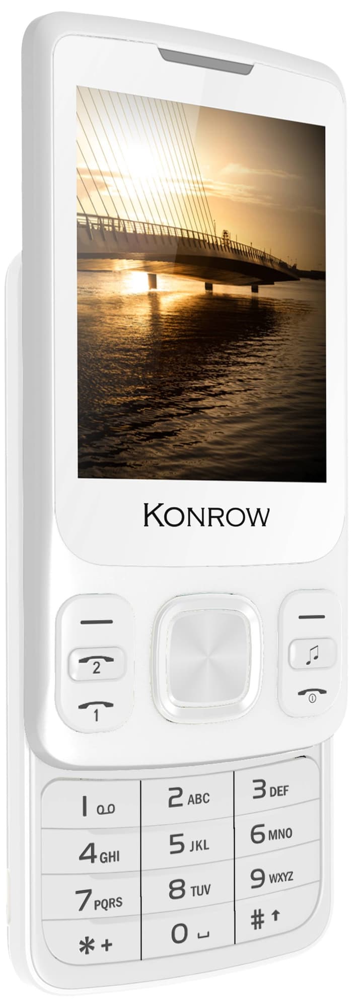 Konrow Slider - Téléphone Coulissant - Ecran 2.4'' - Double Sim - Blanc