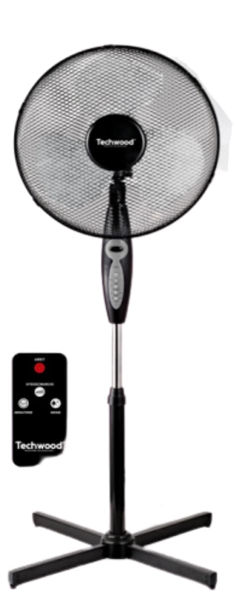 Ventilateur sur pied TECHWOOD 40 cm - 45W - Noir + télécommande 