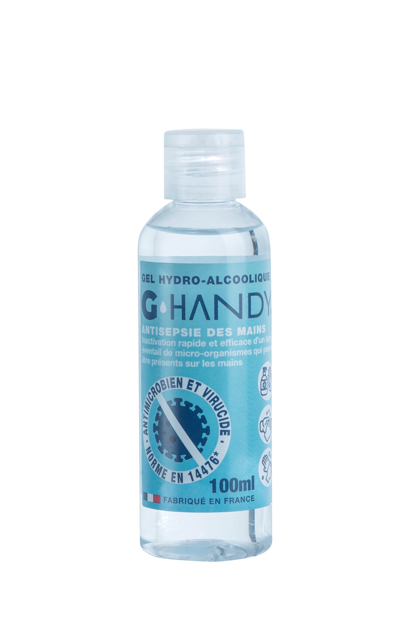 Gel Hydroalcoolique G-HANDY – 100 ml – Certifié VIRUCIDE et BACTERICIDE – 100% FRANÇAIS