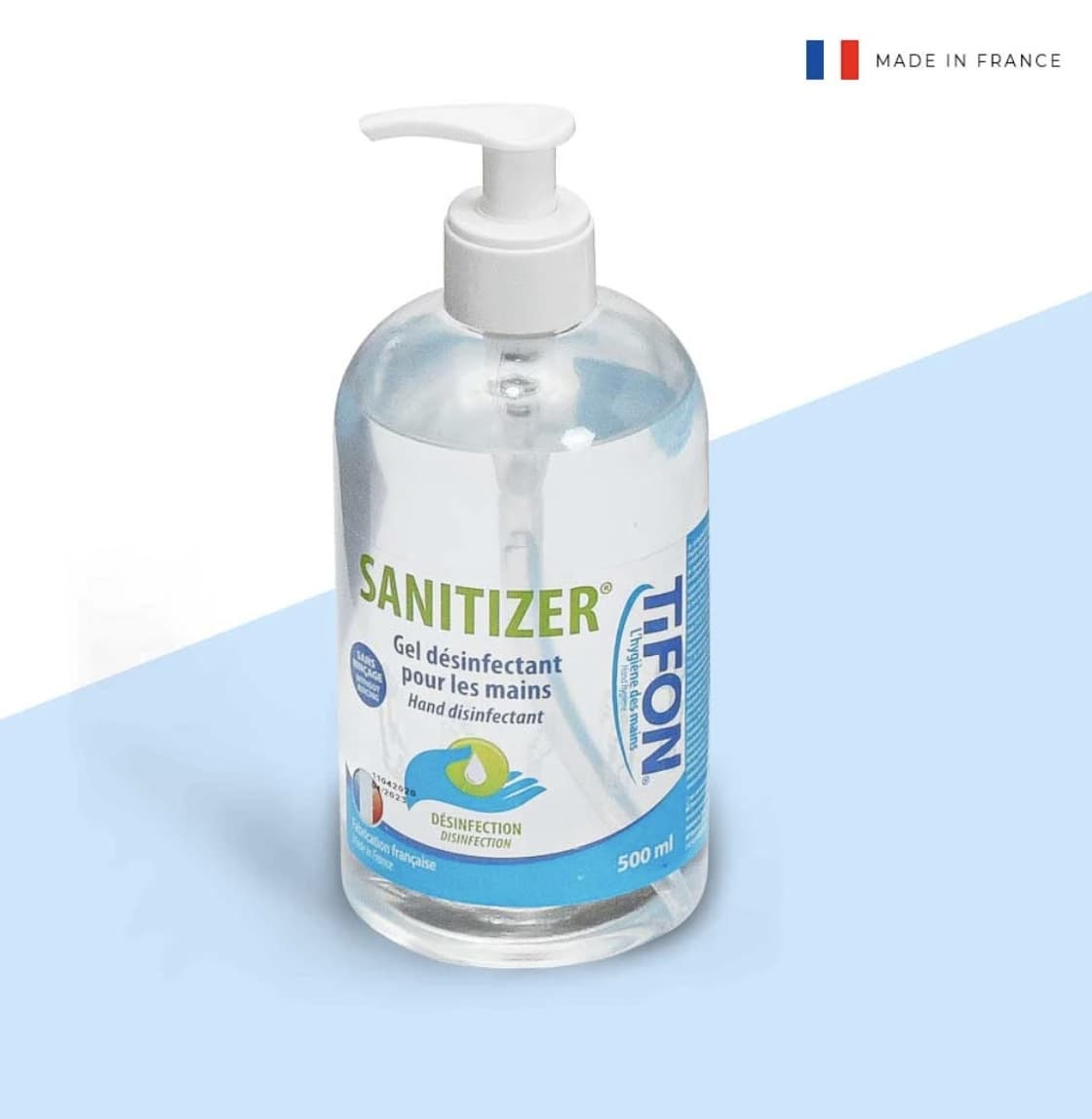 Flacon 500ml de gel hydroalcoolique Made in France