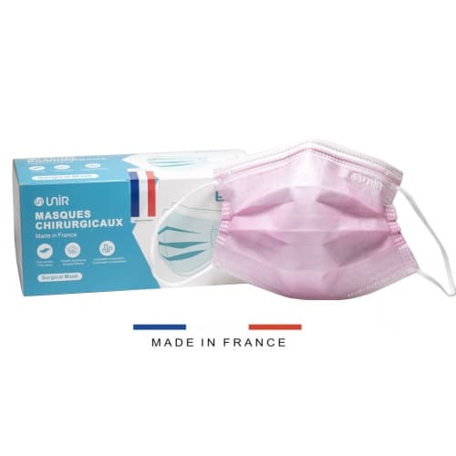 Masques chirurgicaux Type 2R (BFE>98%) masque EN14683:2019 - Made in France - Rose