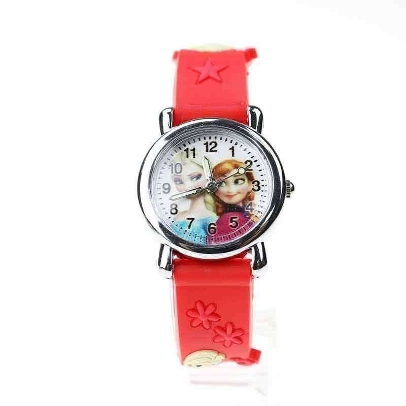 Montre pour enfant Princesse Elsa - Bracelet rouge - Motifs Princesse Elsa