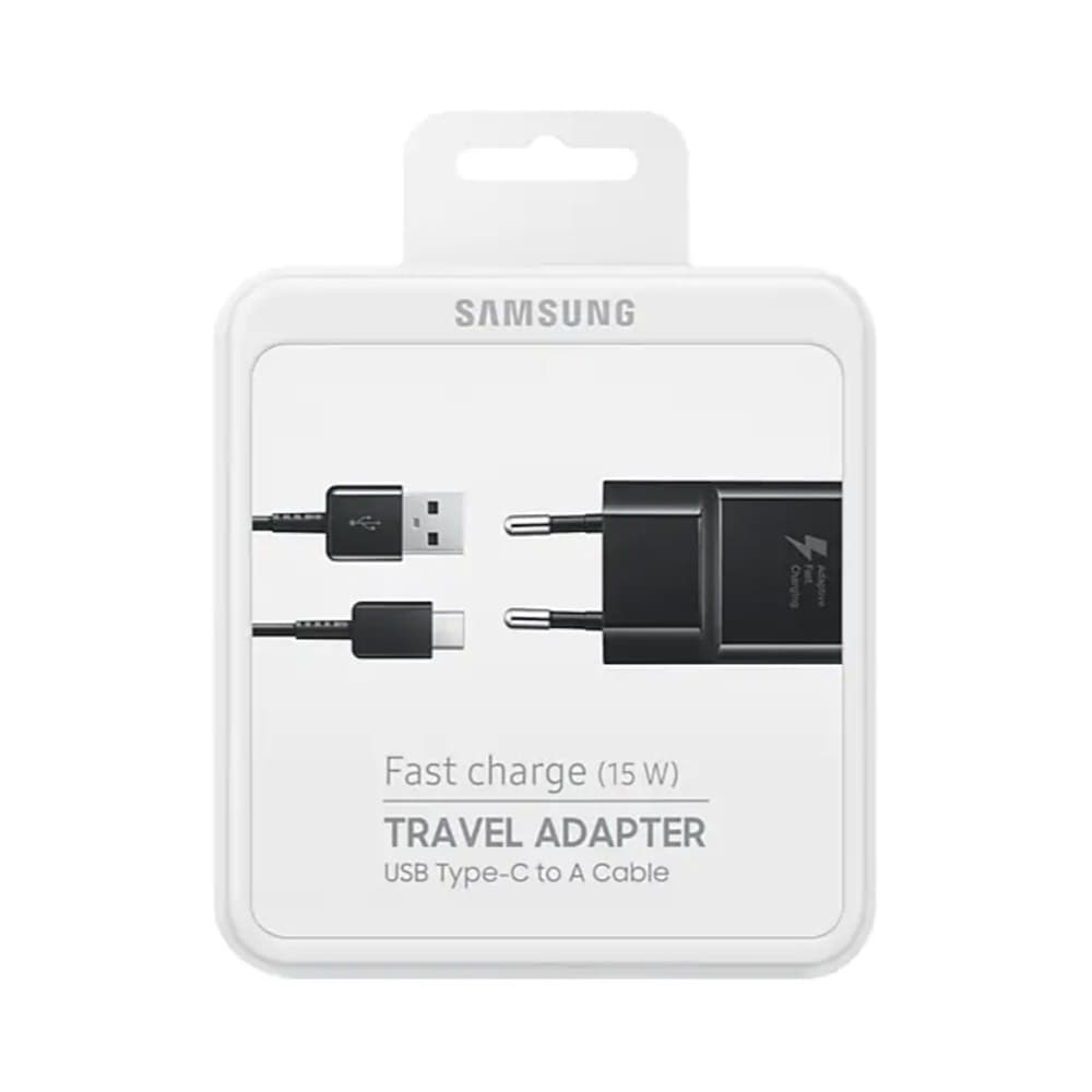 Samsung EP-TA20EBECGWW - Chargeur Secteur Complet - Adaptateur Fast Charge 2A & Câble USB Type-C - Noir (Emballage Originale)